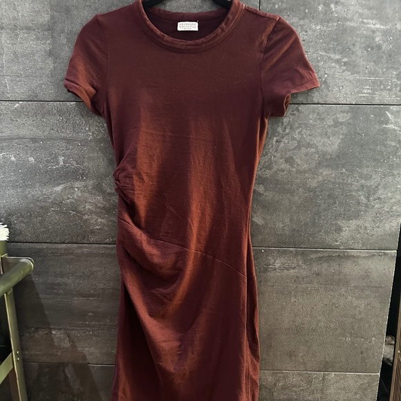 Brunello Cucinelli Rouched wool Bodycon dress with Monili Trim size XS - Picture 1 of 16